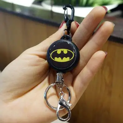 

1pcs Cute Cartoon Batman Retractable Badge Reel Pull ID Card Badge Holder Anti-Lost KeyChain Holder With Wirerope Inside