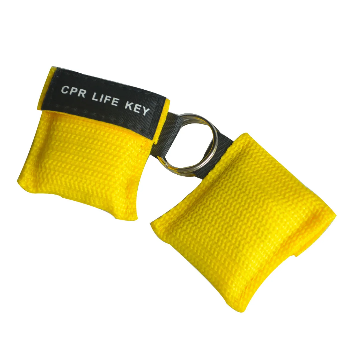 

850Pcs First Aid CPR Mask CPR Resuscitator Key Ring Keychain One Way Valve Emergency Rescue Kit With Yellow Nylon Pouch