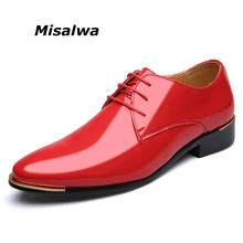 Misalwa/Большие размеры 38-48, Классические мужские Роскошные туфли в деловом стиле мужские туфли-оксфорды в стиле Дерби для джентльменов красные, белые мужские туфли на плоской подошве