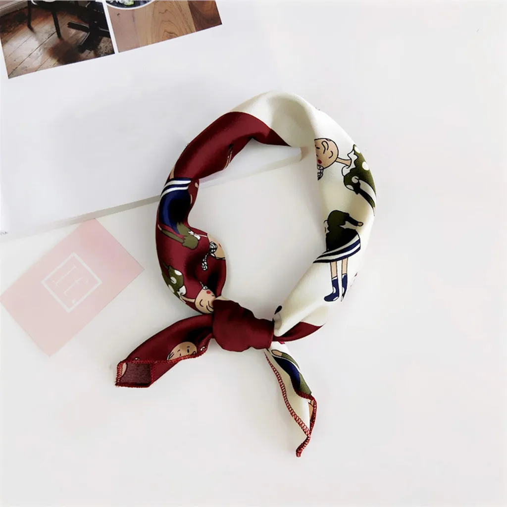 

hot 2019 luxury women silk scarf square lady wrap small office neck head scarf hair scarf foulard 50*50cm skinny scarfs #yl
