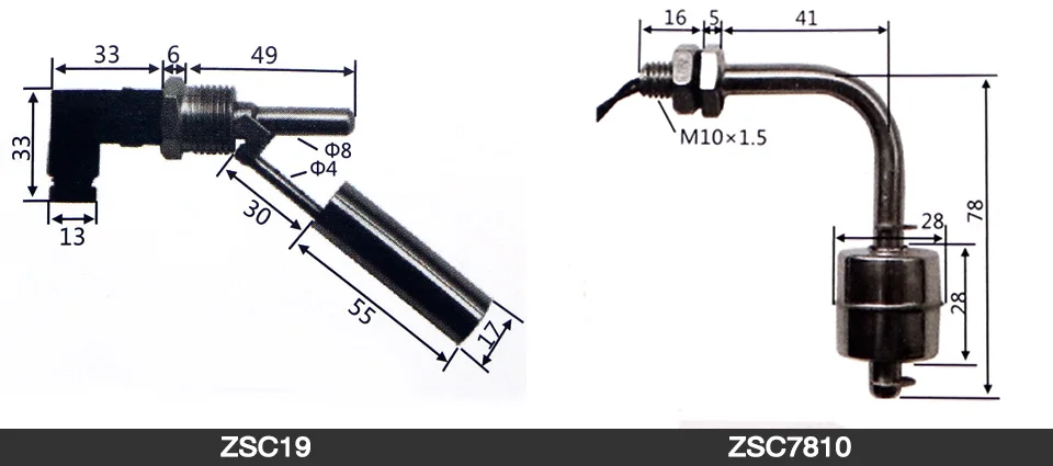Боковое Крепление резервуар датчик уровня воды Жидкость нержавеющая сталь Поплавковый выключатель ZSC12 100 в/220 В общие ZSC11-ZSC19