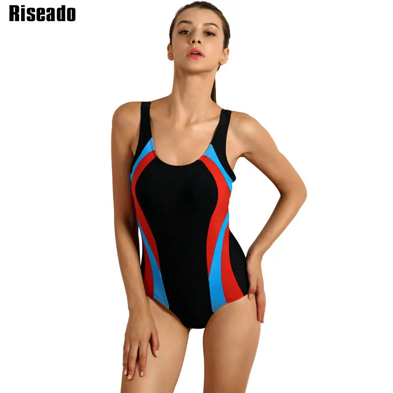 

Riseado 2017 Latest One Piece Swimsuits Patchwork Swimwear Brand Backless Swimwear with Padding Bathing Suits
