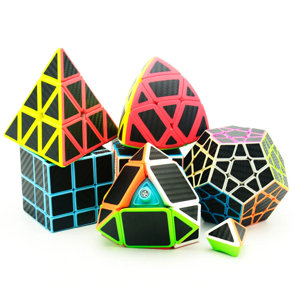 6 шт./компл. Lefun магический куб Mastermorphix+ SQ-1+ Megamin+ зеркальный блок+ Pyramin+ Skew черная наклейка Головоломка Куб квадратный 1