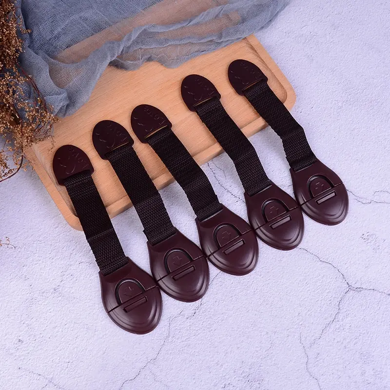 

5Pcs Baby safety lock New Brown Cabinet Door Drawers Refrigerator Toilet Safety Locks For Kids Baby
