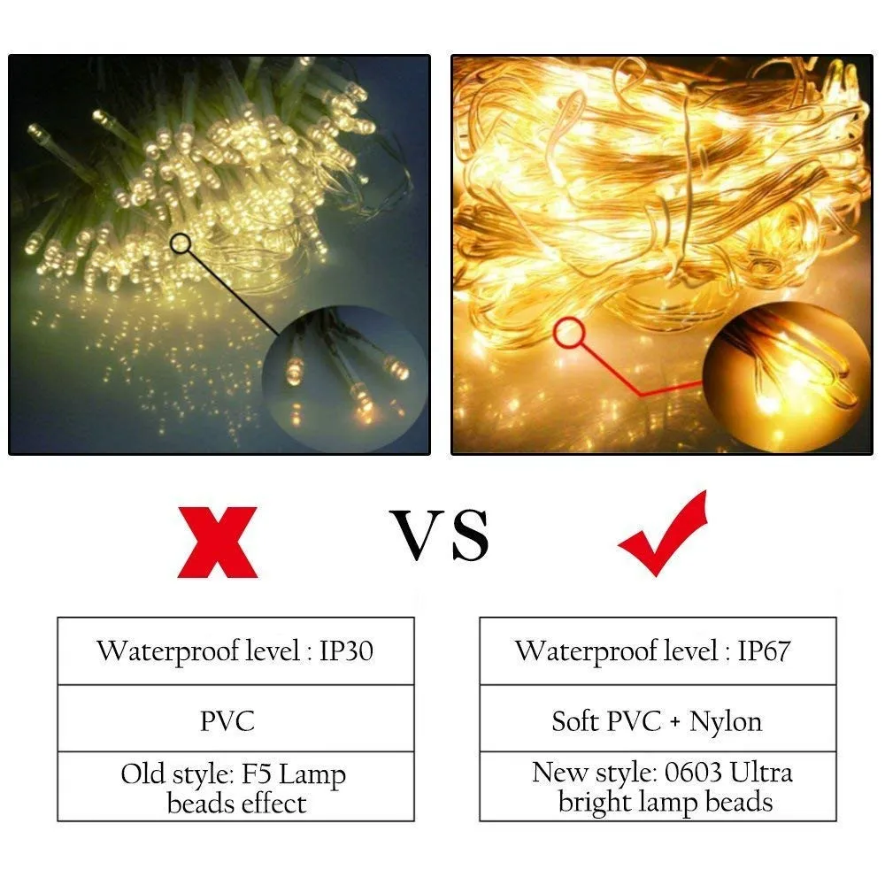 8 режимов IP67 окна Шторы огни открытый светодиодный огни строки 300 сосулька Рождественская гирлянда Спальня настенный Декор для дома