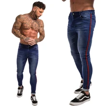 Облегающие джинсы для мужчин; рваные джинсы; Мужская Дизайнерская лента; Модные Узкие легкие джинсы из хлопка