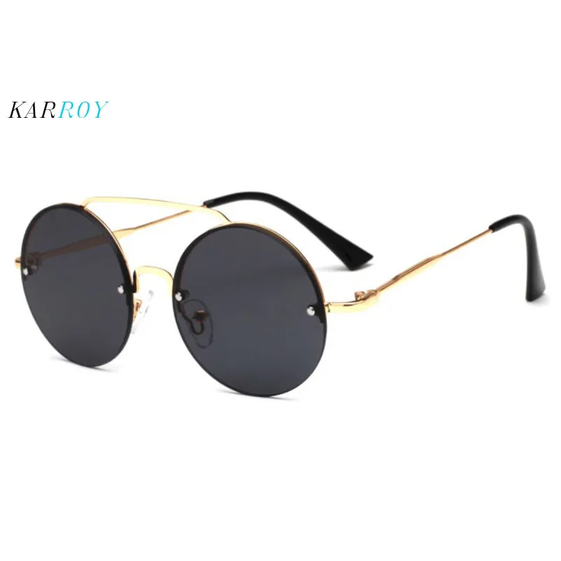 New Style Round Metal UV400 Sunglasses Women Retro Semi-frame Sun Glasses Men 2019 Fashion Eyeglasses | Аксессуары для одежды