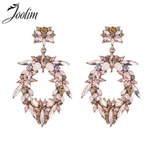 JOOLIM Pink Crystal Piercing Earring Oval Glimmer Earring Hot Trendy Dangle Earring Wholesale цена JOOLIM Pink Crystal Piercing Earring Oval Glimmer Earring Hot Trendy Dangle Earring Wholesale цены онлайн