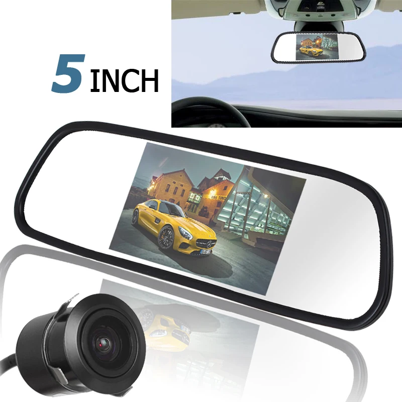 

5 Inch TFT LCD Car Rear View Mirror Monitor with 420TVL 18mm Lens Reverse Camera