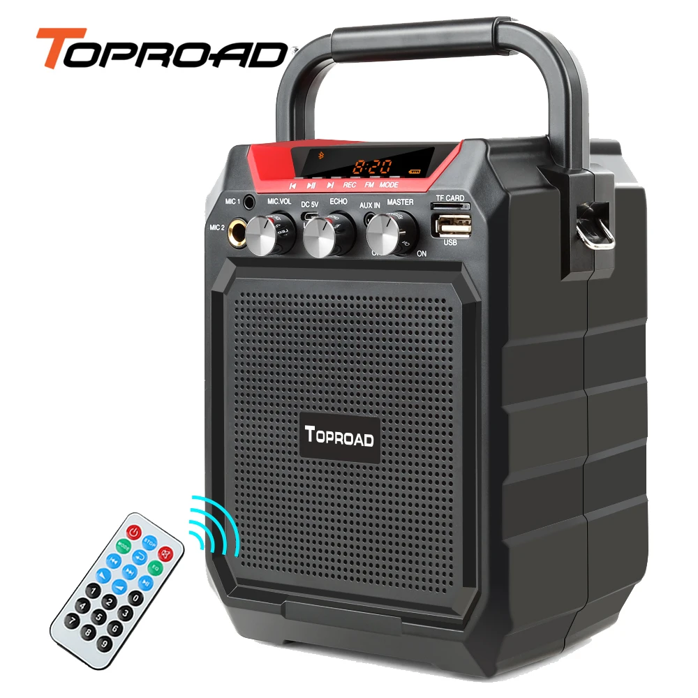 

TOPROAD Wireless Portable Bluetooth Speaker Stereo Heavy Bass Music Player Support Remote Control FM Radio TF USB Microphone