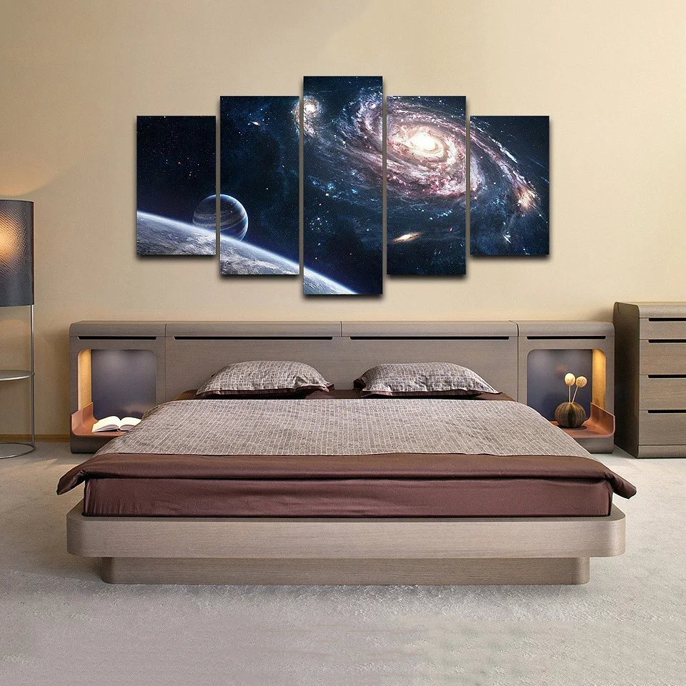 Modular Canvas Painting Wall Art 5 Pieces Universe Outer Space