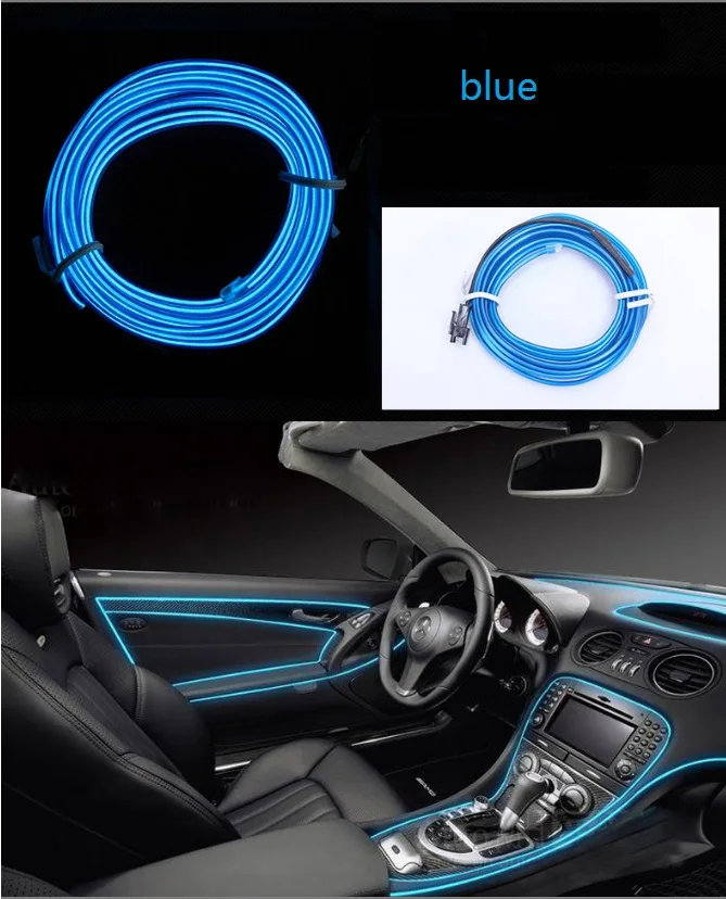 1 м/2 м/3 м/4 м/5 м 12 В USB Автомобильное Внутреннее освещение авто светодиодная лента EL провод веревка Трубная линия гибкий неоновый светильник с сигаретным приводом - Испускаемый цвет: blue