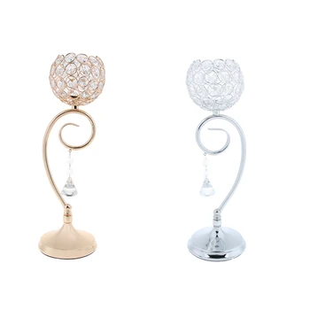 

35cm High Globe Pillar Stand Candle Bowl Flameless Candle Tea Light Holder Wedding Decor Window Desk Top Decor 2-Set