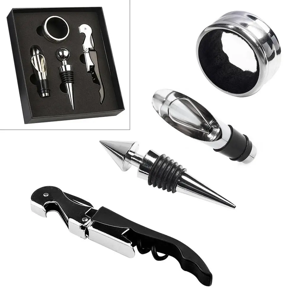 New 4pcs Stainless Steel + ABS Wine Tool Sets with Bottle Opener Wine