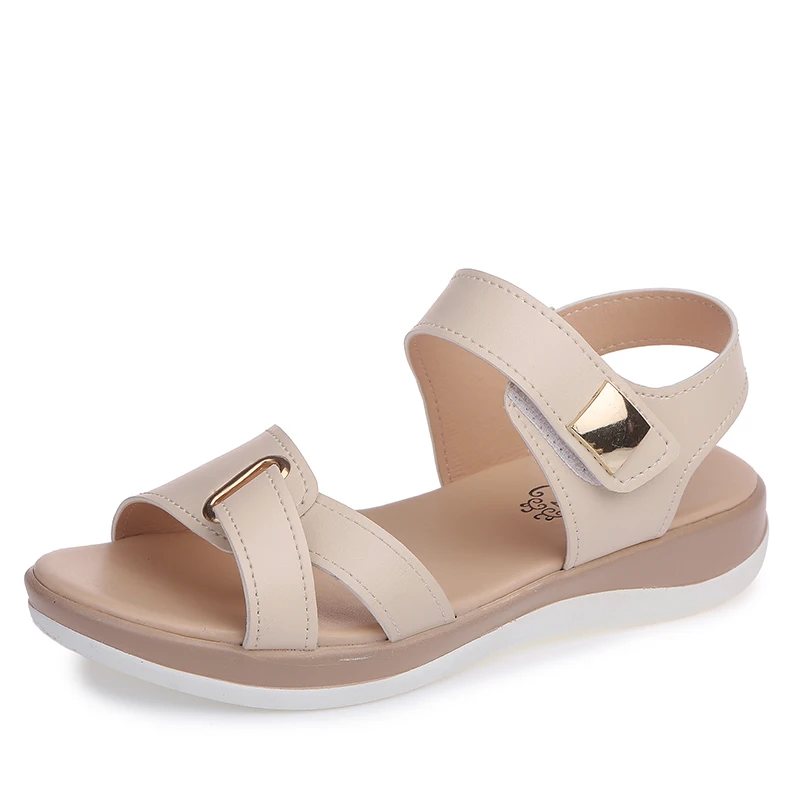

2019 Summer Women Sandals platform heel Leather hook loop metal Soft comfortable Wedge shoes ladies casual sandals V284