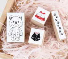 4 Pcs/set DIY New Lovely Toy Bear Stamp Set Wooden Clear Rubber Stamps For Scrapbook Zakka Office School Supplier Stamp