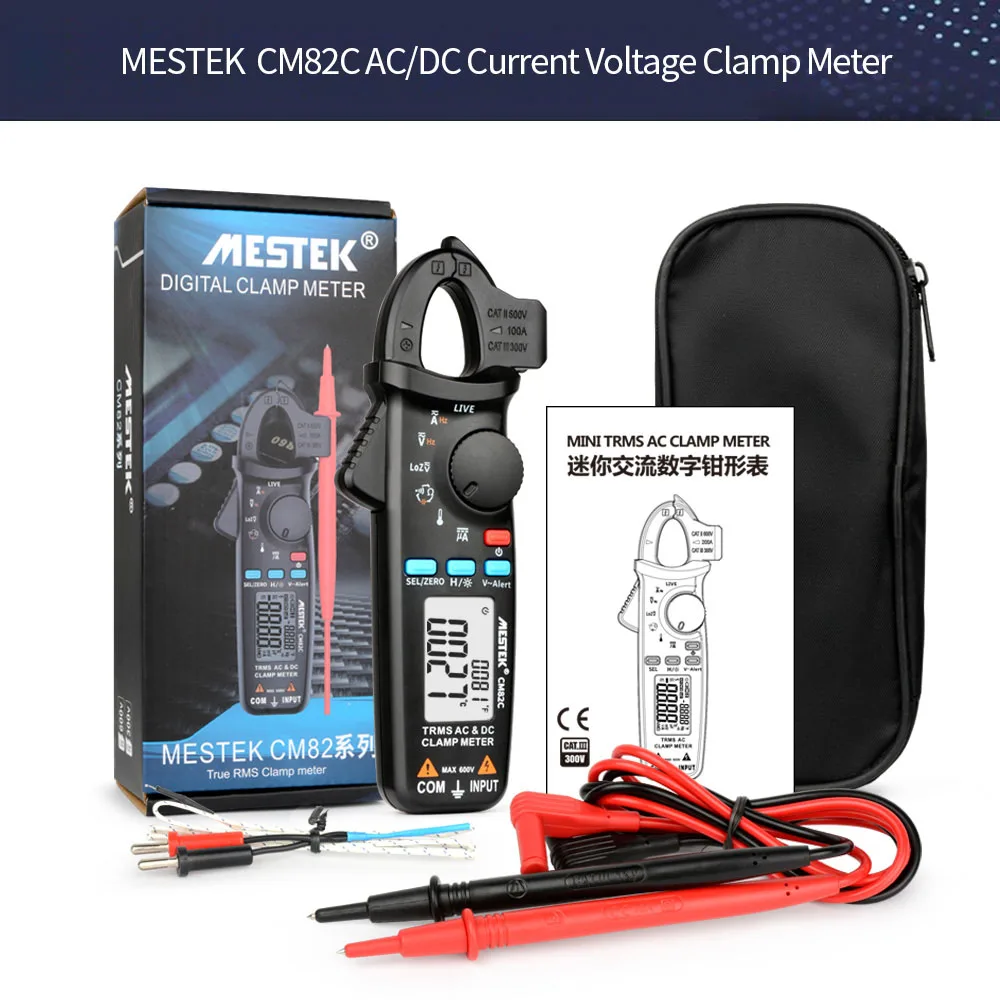 MESTEK True RMS мини цифровой клещи CM80/81/82 AC/DC Ток Напряжение Ом Авто Диапазон VFC емкость Бесконтактный мультиметр - Цвет: CM82C