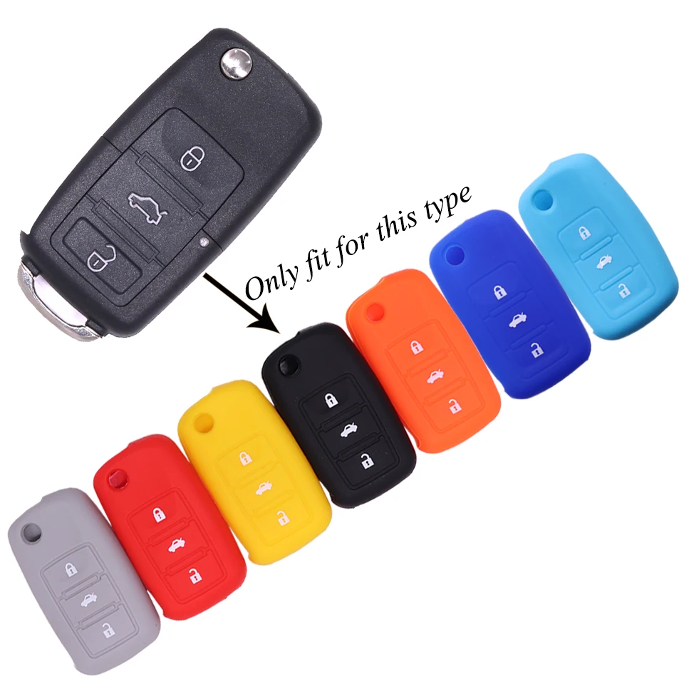

5 Colors 3 Buttons Silicone Car Auto Key Cover Case For Remote Control For Volkswagen VW Series Car-styling Hot Selling