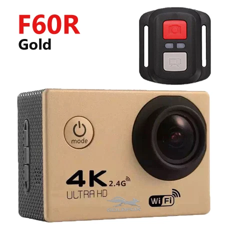 F60/F60R 16MP 4K Wifi Экшн-камера 170D широкоугольный объектив 30M Подводный 1080P HD камера Go Pro Sport DV велосипедный шлем камера - Цвет: F60R Gold