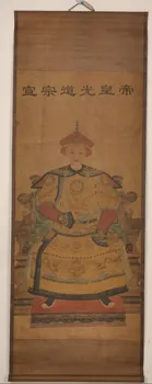 

ANTIQUE CHINESE QING DYNASTY HUANGDI PORTRAIT SCROLL PAINTING-Daoguang