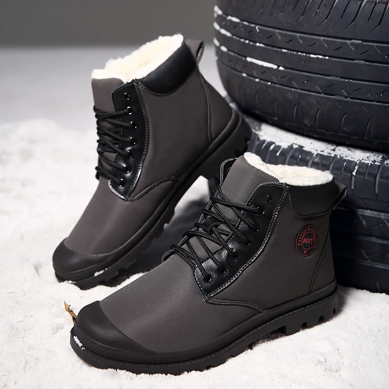 Snow boots men Plus Size 45 Men Ankle Boots Short Plush Warm Winter boots man Waterproof boots