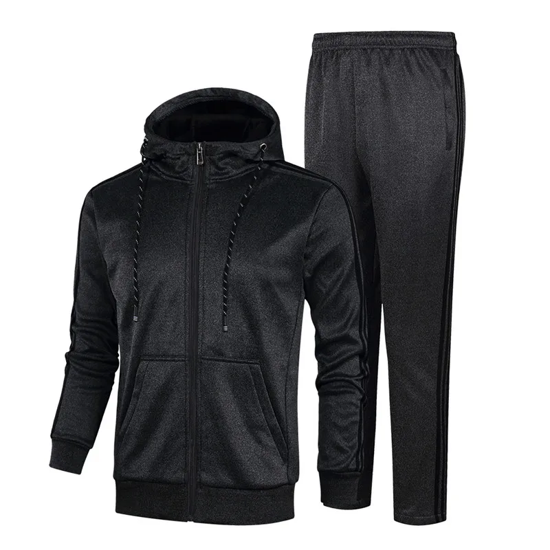 YIHUAHOO спортивный костюм мужской зимне-осенний комплект одежды 2 шт куртка и брюки двухсекционные спортивные штаны спортивный костюм KSV-TZ060 - Цвет: Темно-серый