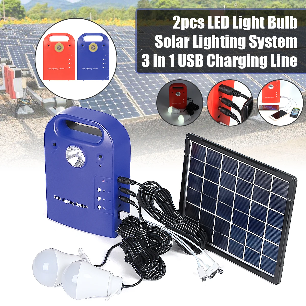 

5W Portable Small DC Home Outdoor Lighting Solar Panels Charging Generator Power System