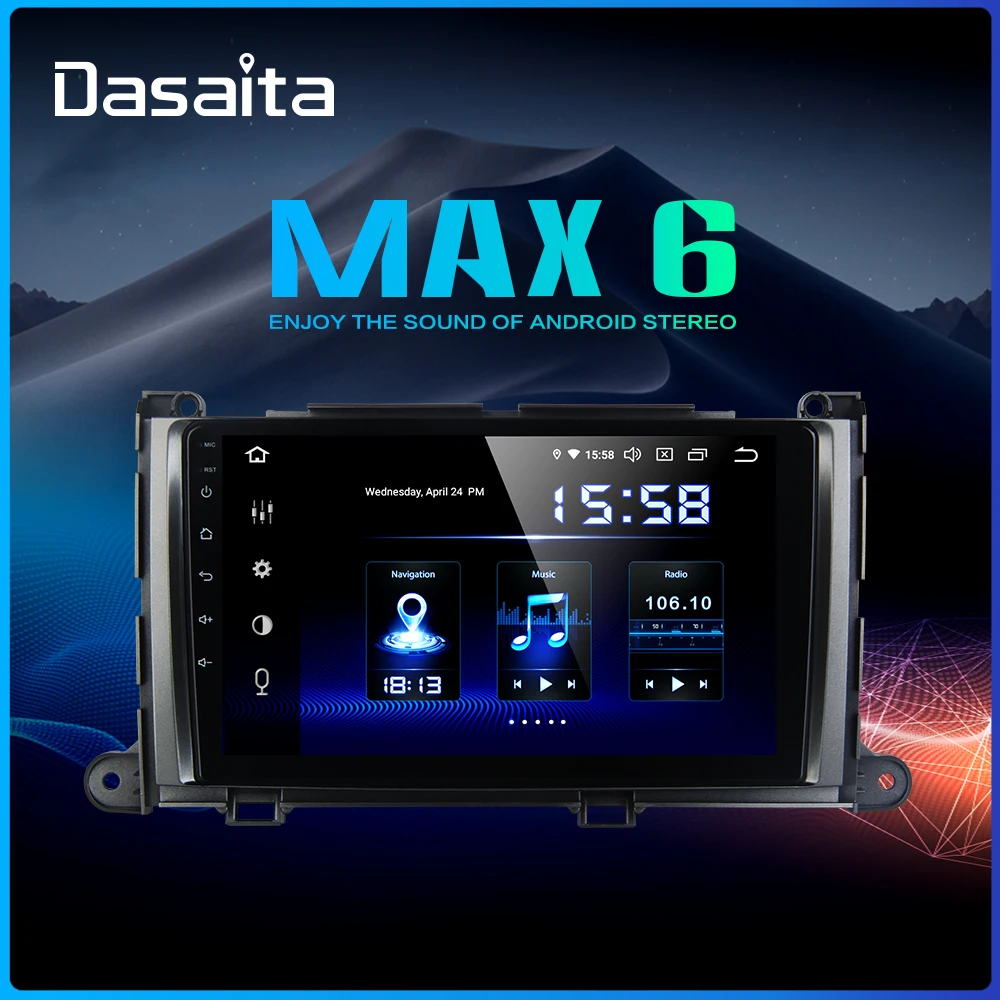 

Dasaita 9" IPS 1 din Car Radio Android 9.0 DSP for Toyota Sienna XL30 2010 2011 2012 2013 2014 GPS Navigator 4GB RAM