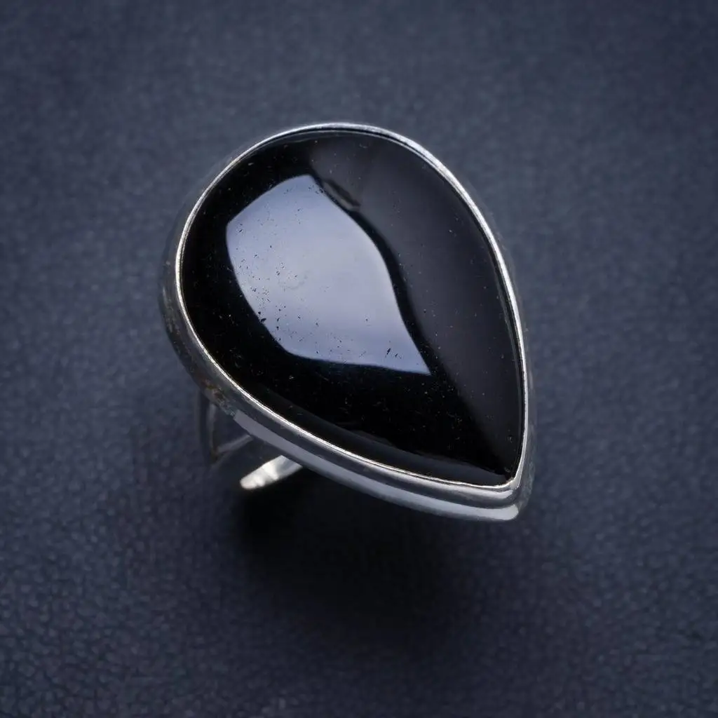 

Natural Black Onyx Handmade Unique 925 Sterling Silver Ring 6.5 Y4376