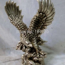 " Китай Серебро изысканные резные повезло поднимается на большую высоту орел Скульптура