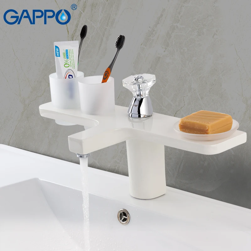 

GAPPO Basin faucets white bathroom deck mounted waterfall faucet bathroom mixer taps water sink faucets