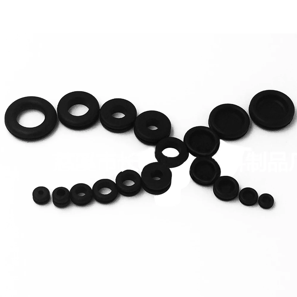 new 125pcs Black Rubber Grommet Set Assortment Hole Plug Assorement Kit