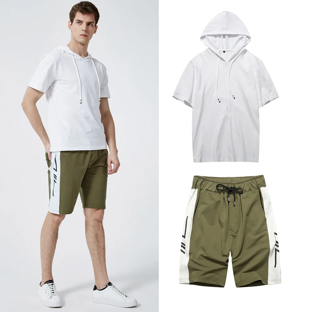 

Men's suit summer 2018 new style men's vest short sleeve trend hat casual shorts loose men's suit