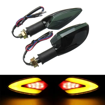 

RACBOX 2x Motorcycle Turn Signal Lights Led Flashing Amber Flexible Stop Signals Rear Directions Cafe Racer Tail Light Motorbike