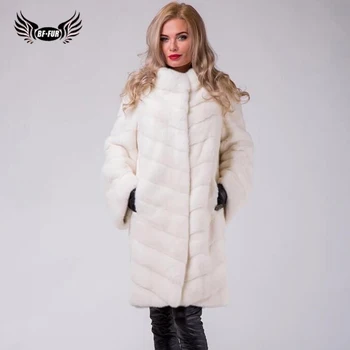 

BFFUR Real Mink Fur Coat Long Women Fashion Full Pelt Natural Mink Fur Coat Stand Collar Fashion Fur Coats Plus Size Outwear