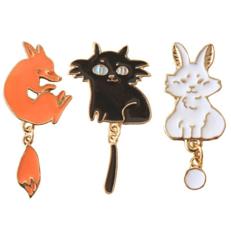

wholesale costume Brooches metal enamel star rabbit cat fox Brooches collar brooch