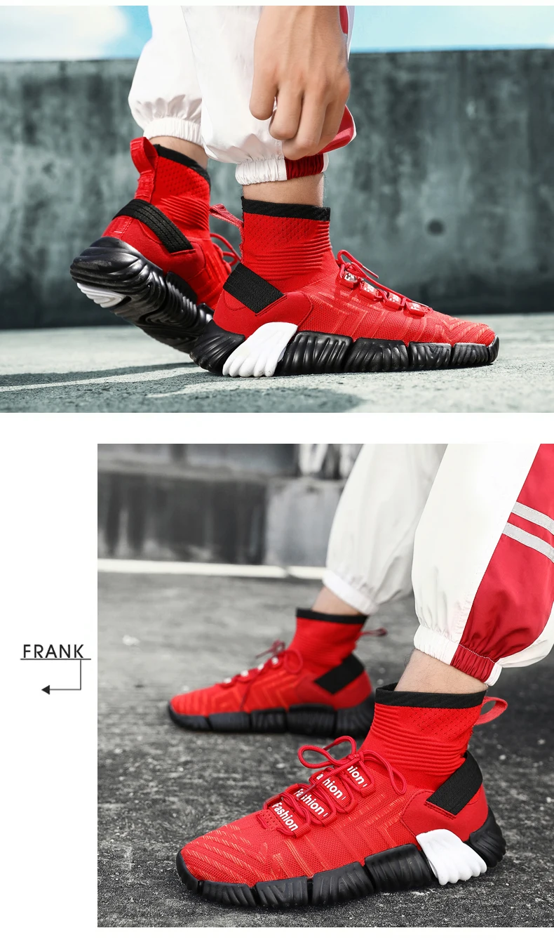 BomKinta/черные, белые, красные, смешанные цвета для мужчин, повседневная обувь размера плюс 46, растягивающиеся носки, мужские кроссовки, мужская обувь