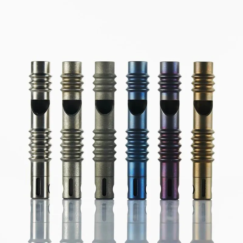 

1PC Portable EDC Titanium Alloy TC4 Whistle Outdoor Camping Emergency Survival High Frequency Whistle Can Installed Tritium Tube