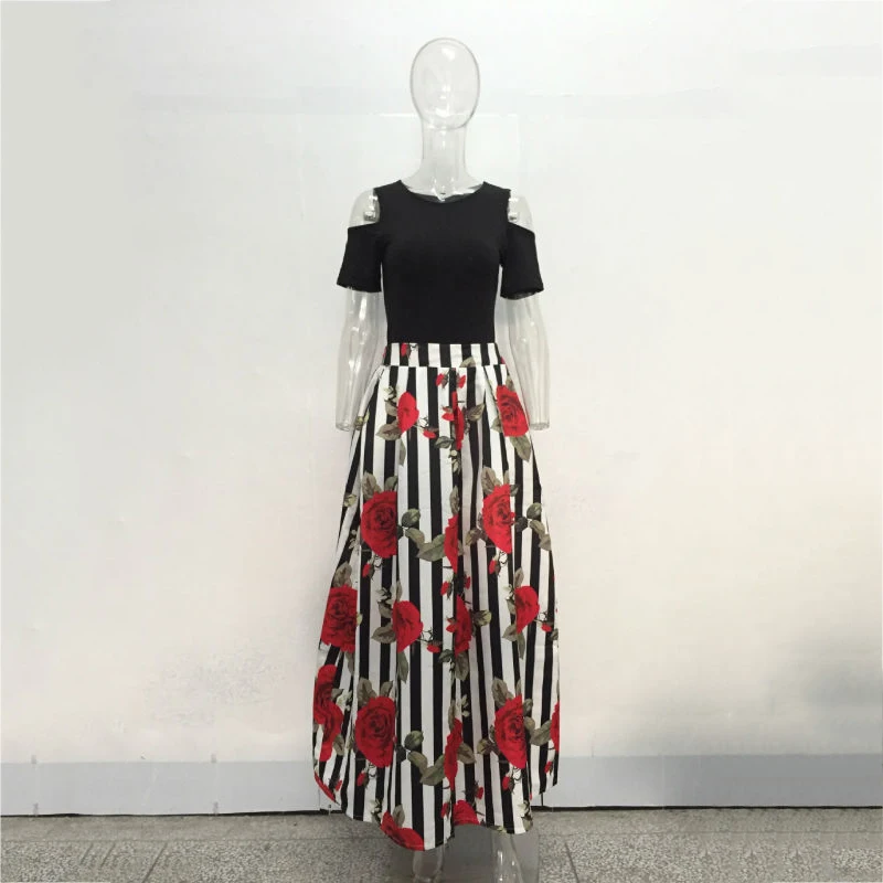 Plus-Size-Summer-New-Two-Pieces-O-neck-Casual-Women-Maxi-Dresses-Short-Sleeve-Top-Long (1)