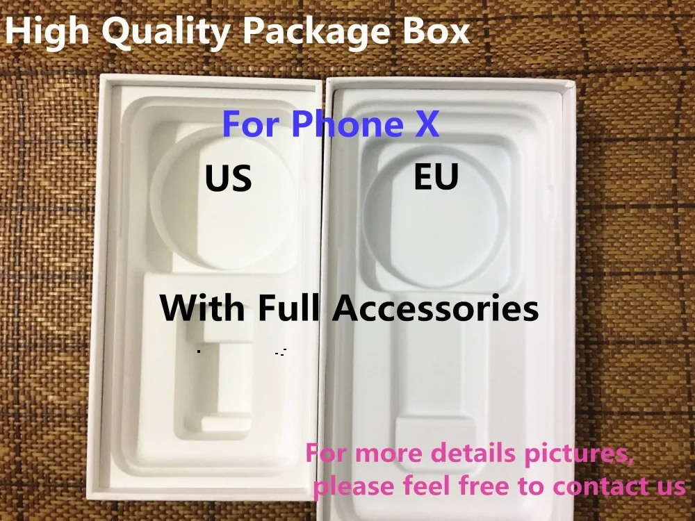 

20pcs/ High Quality US/EU Version Phone Packaging Packing Box Case For iPhone X With Full Accessories Package Box
