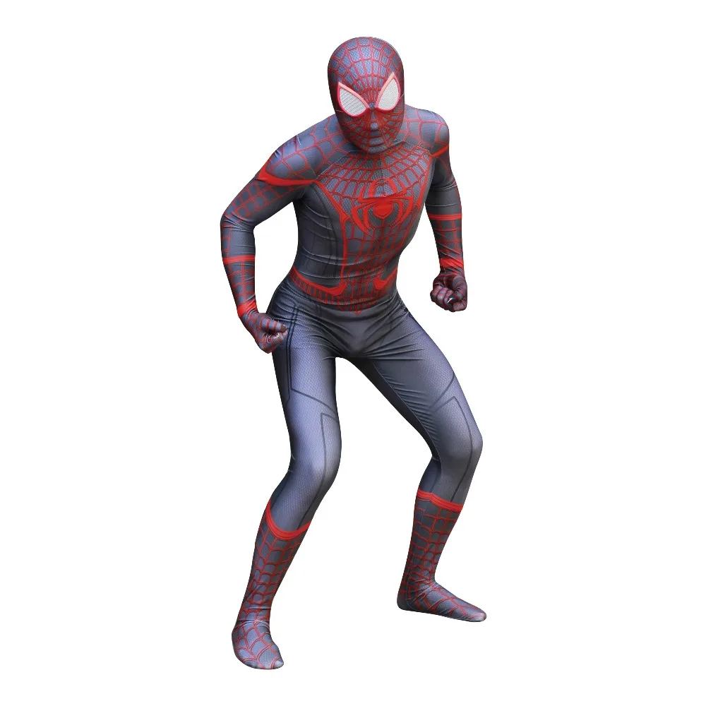 Ultimate Miles Morales Spiderman Costume 3D Printing Spandex Lycra ...