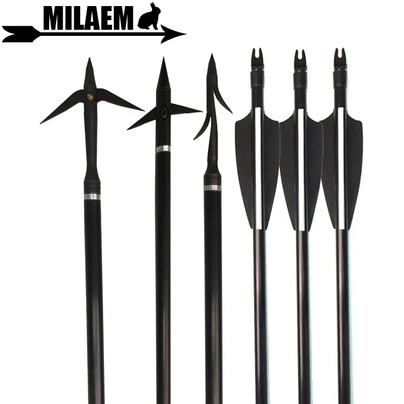 4pcs Archery Fishing Arrow Fishing Slide 500 Spine Fiberglass Arrow OD