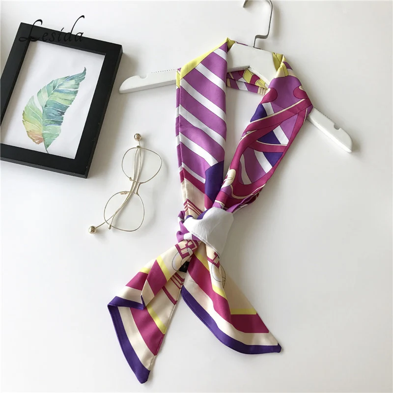 

LESIDA Small Silk Necklace Scarf Ribbon Scarf Women Headband Neck Scarf Collar Bow Tie Bag Scarf For Ladies Girls 145*18CM 3041