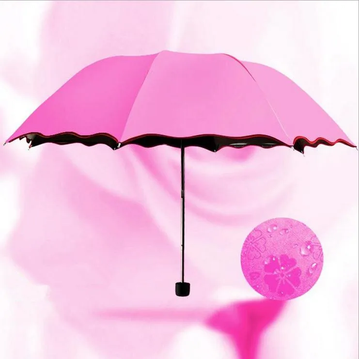 Маленькие туристические зонты с защитой от солнца и дождя, меняющие цвет, подарок для леди, девушки, зонтик от дождя для женщин - Цвет: Rose