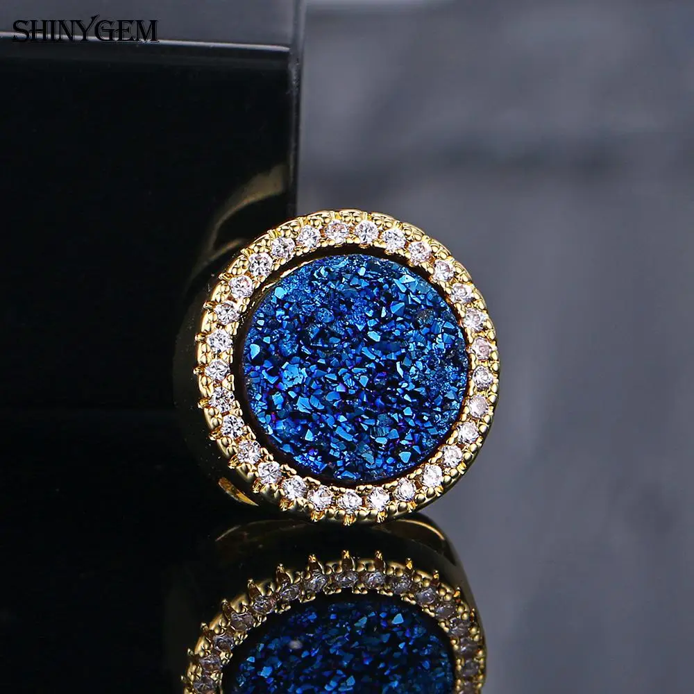 ShinyGem часы из нержавеющей стали браслет браслеты золотые Серебристые друзы каменные браслеты регулируемый ручной браслет браслеты для женщин - Окраска металла: Blue