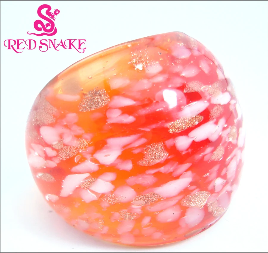 

RED SNAKE Fashion Ring Handmade Claret with Snowflake pattern Murano Glass Rings