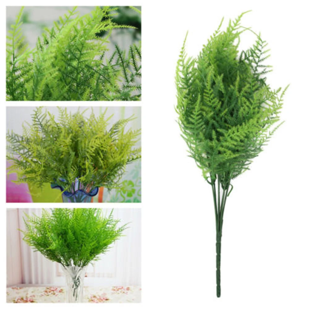 

Artificial Leaves Fake Plant Plastic Green Plants 7 Stems Asparagus Fern Grass Bushes Flower Home Office Decoration Plants