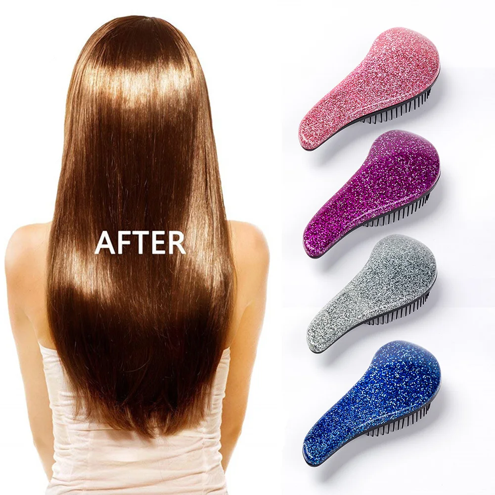 

Magic Anti-static Hair Brush Handle Tangle Detangling Comb Shower Electroplate Massage Comb Salon Beauty Hair Styling Tool