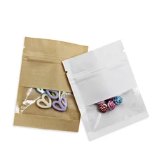 Крафт-бумаги Ziplock мешок для закусок сахарные конфеты посылка самозапечатанные мешочки маленькие игрушки ювелирные изделия сумки для хранения прозрачное окно