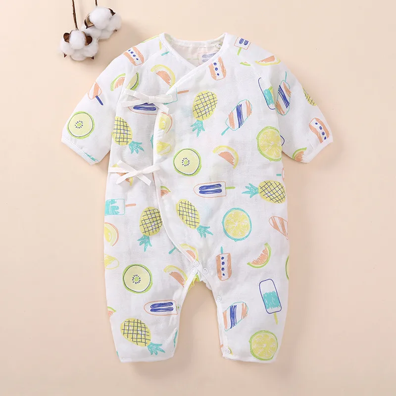 

Coveralls String Closure V-Neck Long-Sleeves Cute Floral Cool Absorbent Breathable Jumpsuits 0-6 Months
